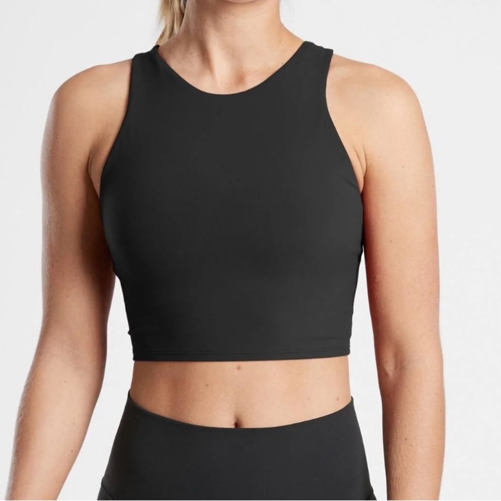 Athleta CONSCIOUS CROP BRA A-C Black Sports Bra